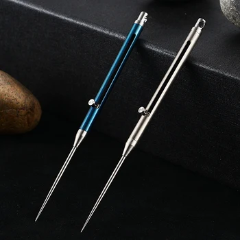 

Titanium Alloy Toothpick With Toothpick Holder Ultra Light Multi-tool Fruit Fork Titanium Rustproof Survival EDC tools