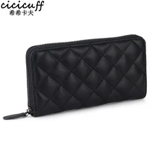 

Sheepskin Long Women's Purse 2022 New Fashion Designer Brand Wave Pattern Clutch Bag for Women Genuine Leather Zip Solid Wallets