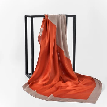 

Fashion Scarves For Women Shawl Silk Satin Hijab Scarf Female Bandana 90*90cm Luxury Brand Square Shawls Scarfs For Ladies