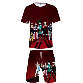 

My Hero Academia 3D print casual Personality man kpop high Street Fashion 2 Pic Set Summer T-shirt+Short Pants Sets Sports