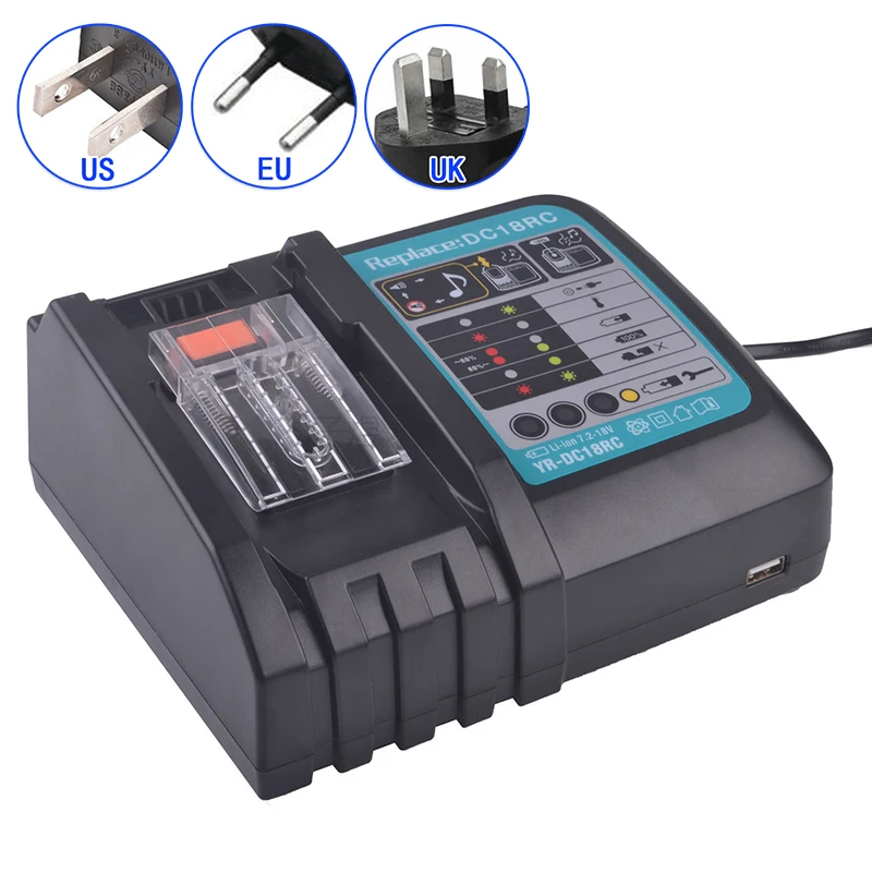 Быстрое зарядное устройство для Makita BL1830 BL1430 BL1850 BL1860 7,2-18 V 3A без экрана водонепроницаемый и влагостойкий