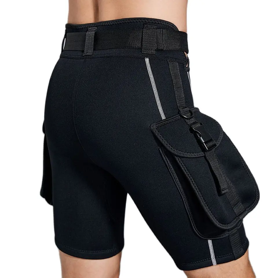 Short De Plongée 3 Mm Unisexe Avec Poches, Néoprène, Noir, Tailles S à 3XL