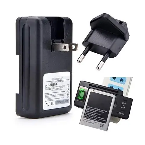 

US + EU Plug Universal Battery Charger With USB Port Output for Mobile Phone