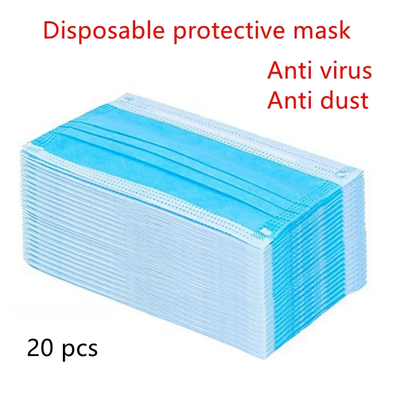 

20pcs High Quality 3 Layer Disposable Activated Bamboo Carbon Prevent Anti Formaldehyde Bad Smell Bacteria Proof Face Mouth Mask