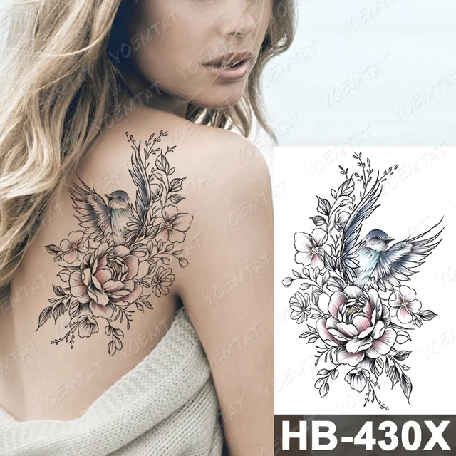 Waterproof Temporary Tattoo Sticker Dark Old School Moth Butterfly Flash Tattoos Snake Rose Body Art Arm Fake Tatoo Women Men 27-HB430X