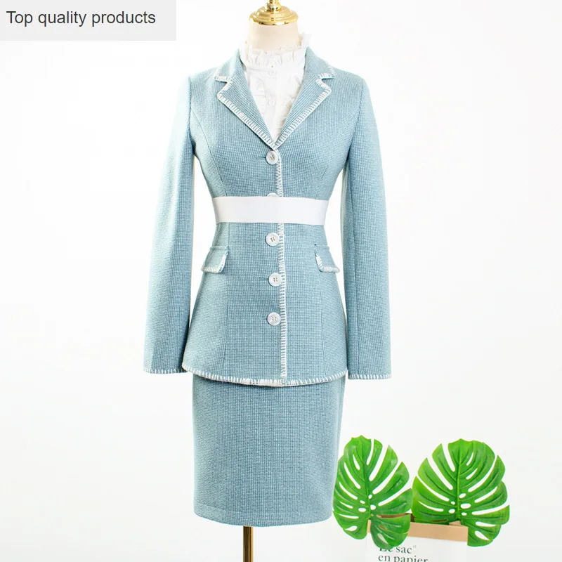 

2020 Korean Drama Two Piece Set Women Blazer Skirt 2 Pieces Sets Fashion Elegant Autumn Suits Lace Shirt Coat Female YQ420