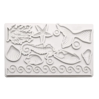 

Sea Theme Fondant Mold Seahorse Seashell Starfish Mermaids Silicone Resin Mold