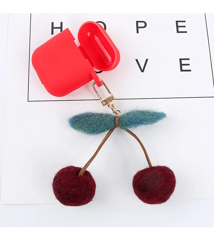 Cute Plush Cherry Corgi Dog Ass AirPods Chain Key Ring Creative Handbag Pendant Accessories Wholesale