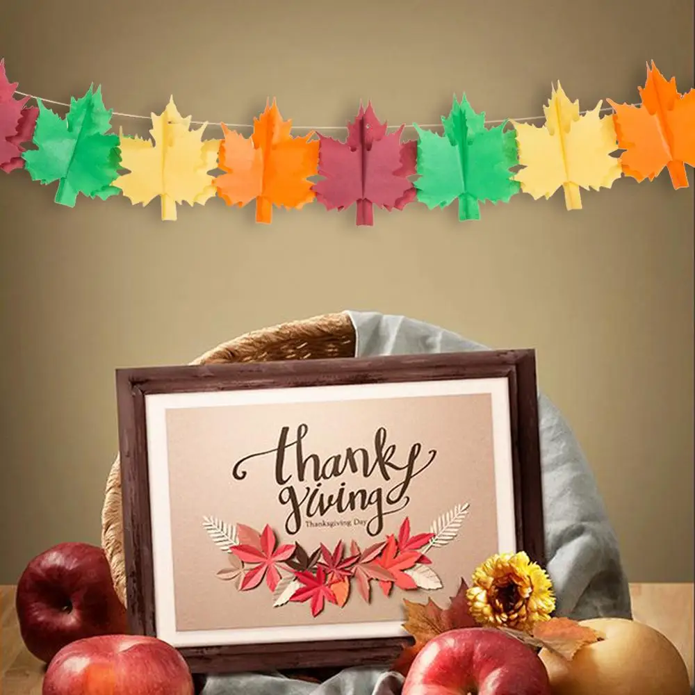 

Thanksgiving Paper Banner Maple Leaves Turkey Thanks Giving Day Thanks Giving Fall Autumn Decorations 2020 New