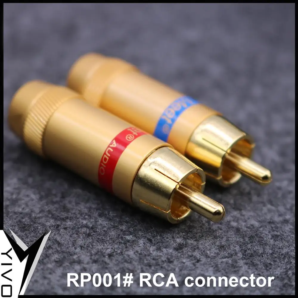 4pcs 8pcs YIVO RP001# Wholesales HIFI audio& video RCA plug DIY Brass Pure copper plating Gold Audio Video Connector