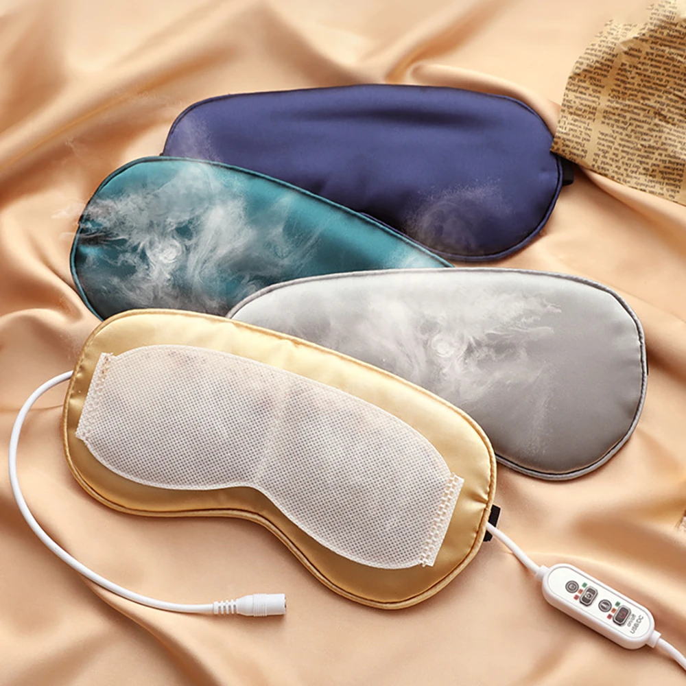 Wormwood Hot Compress Eye Mask 3 Modes USB Heated Eye Patch Electric Steam Silk Blindfold for