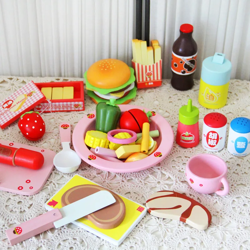 

Excellent Wood Wooden Early Childhood Educational Cute Play House Love Life Series of Western Lunch Toy