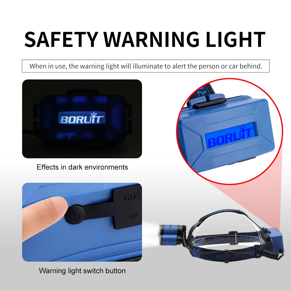 BORUiT B22 XM-L2+ XPE синий светильник светодиодный налобный фонарь 4-Режим масштабирования головной светильник Перезаряжаемые Мощность банк Головной фонарь для охоты 18650 флэш-светильник