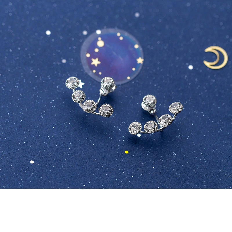 

MloveAcc Genuine 925 Sterling Silver Dazzling Zircon Stud Earrings for Women Luxury Jewelry Elegant Statement Earrings