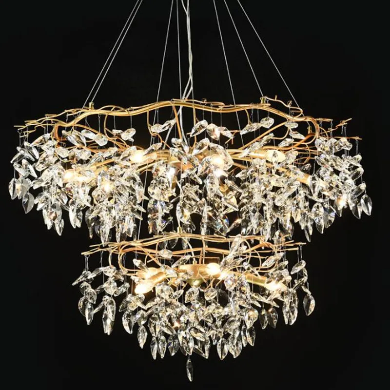 

Europe Luxury Gold Living Room Chandelier Crystal K9 Chandelier Fixture for Bedroom Dining Room G9 Shine Ceiling Lights