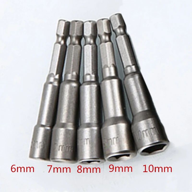 5pcs 6-10mm Новинка, 5-19 мм, отвертки для бит, внутри медальонов, головка головки, без магнитного ветра, электрические отвертки, головка цилиндра - Цвет: 5pcs 6-10mm