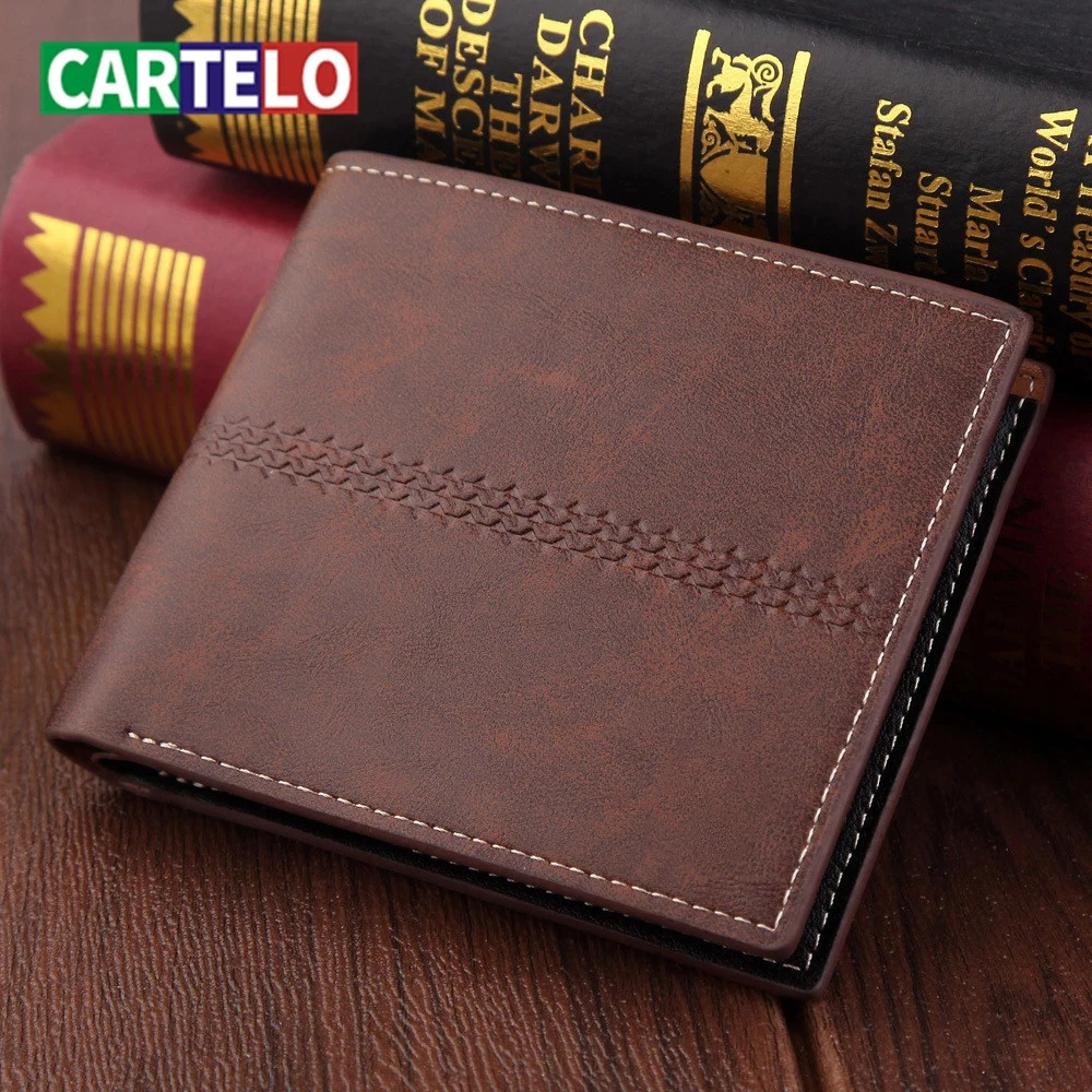 

CARTELO 2020 New Men's Wallet Short Wallet Frosted Leather Retro Men's Short Wallet Multi-Card Wallet Wallet