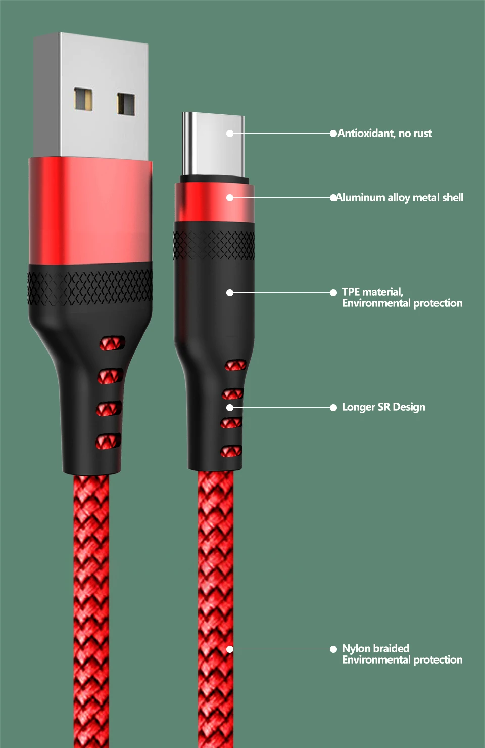 Long Fast Charging Cable Nylon Braided Tin Plated Copper For IOS/Android Phone Lightning/Type C/Micro USB Extra 5m/8m Cable data transfer cable