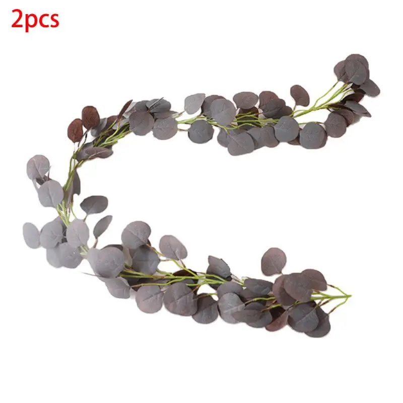 Grape purple Искусственные эвкалиптовые гирлянды ручной работы из искусственного шелка эвкалиптовые лозы реалистическая гирлянда листья выглядят для свадебной арки - Цвет: Grape purple