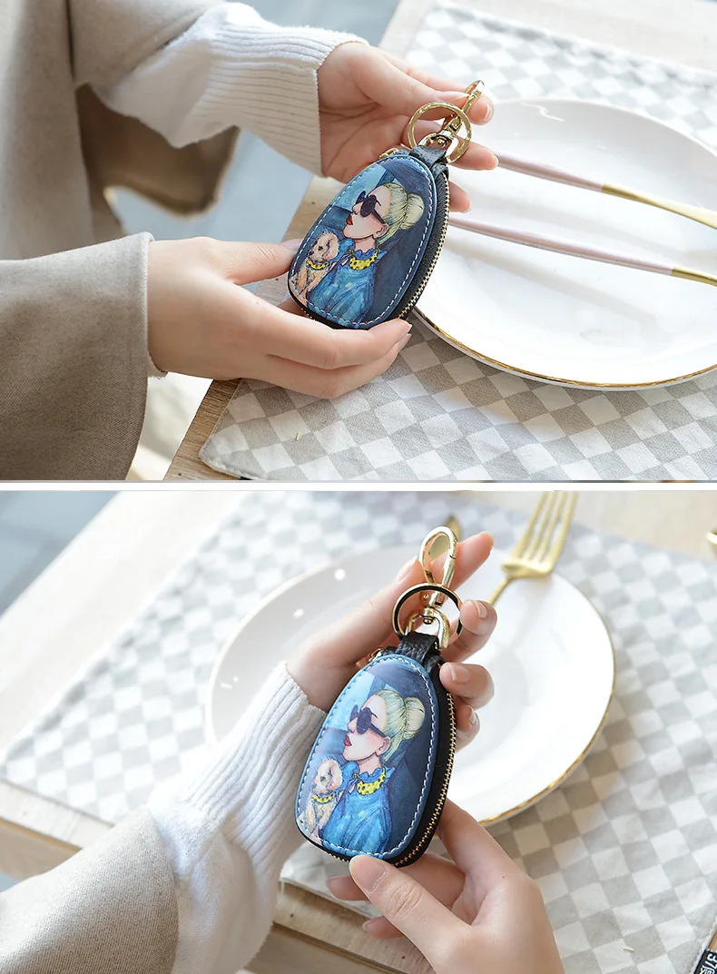 General car key case cartoon pattern protection cover men and women key case Porta Chaves Purse Porta Chave Funda Llave