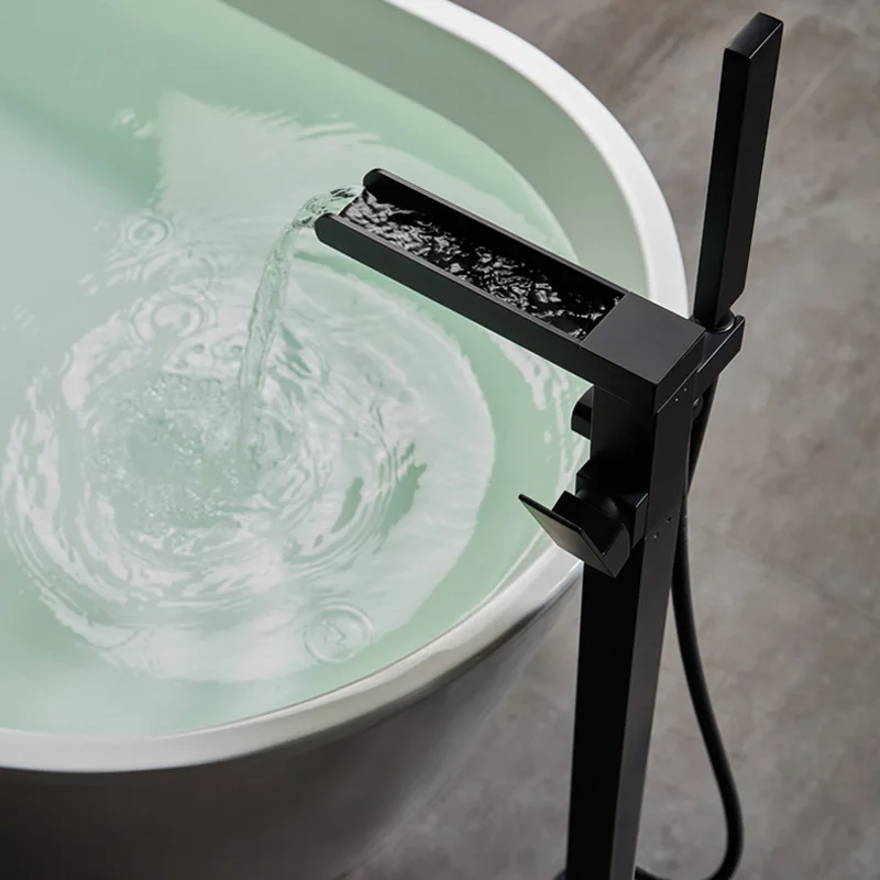 Luxury Matte Black Bathtub Faucet Freestanding Bathroom Tub Faucet 6 Types Spout Floor Mounted Bath Shower Mixer Tap for bathtub faucet