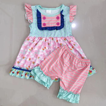 

baby girl boutique summer clothing set cartoon print tunic shorts 2 pcs outfit newborn baby kid girl clothes toddler girl outfit