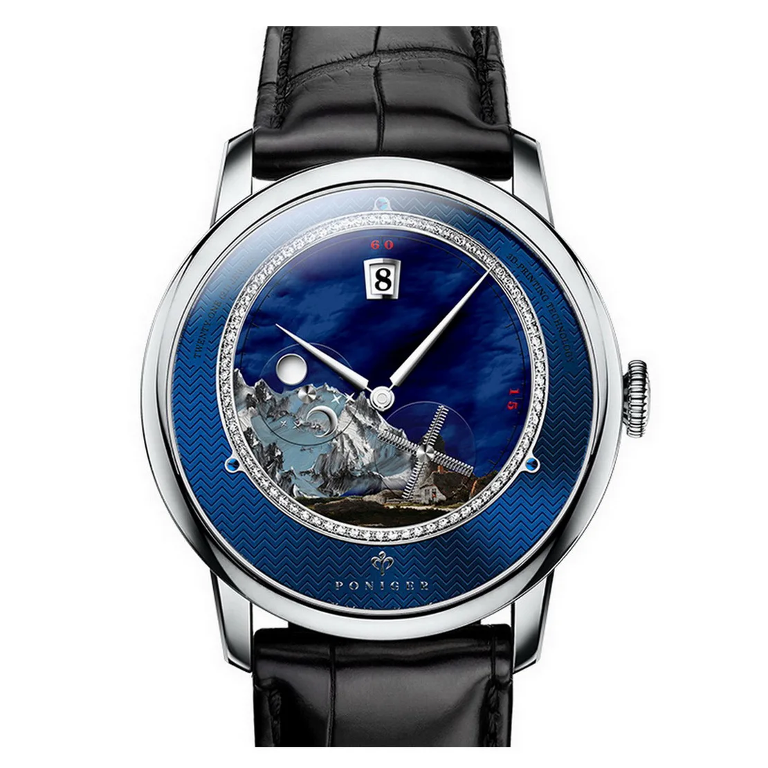 PONIGER Men Automatic Watch Top Luxury Brand Watches Dress Mechanical Wristwatch Sapphire Fashion Rotate Windmill Second Hand 