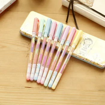 

8Pcs/set Candy Color Stationery 6 Colors in One Water Powder Neutral Pen Powder Colored Pen Student Gift kawaii pen Stationary
