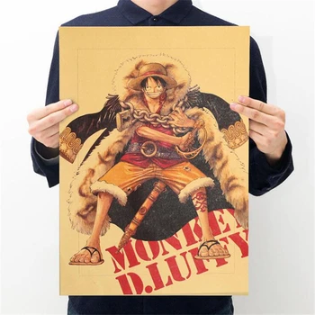 

One Piece Collection Painting Anime Poster Vintage Decoracion Zoro Luffy Chopper Wall Art Retro Kraft Paper Posters Wall Sticker