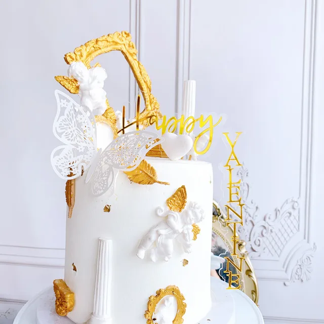 Topper torta oro buon compleanno acrilico ti amo per sempre Topper Cupcake  matrimonio per decorazioni torta festa di compleanno matrimonio - AliExpress