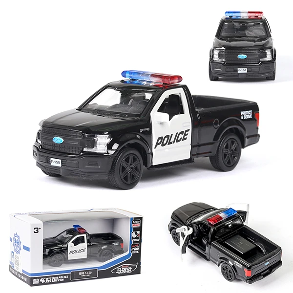 1/36 Diecast Alloy Police Car Models Challenger 2 Doors Opened With Pull Back Function Metal Sports Cars Model For Children Toys 10