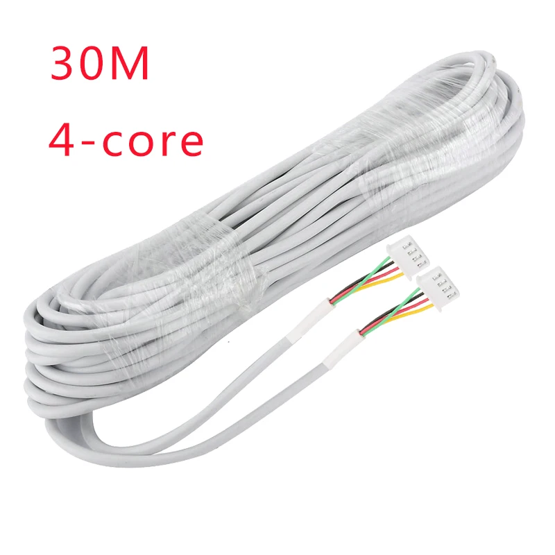 avvr 4 core 5m 10m 20m video audio power access control extension cable for 4 wire video door phone doorbell intercom system 30M AVVR 4*0.3 4 Wire Cable for Video Intercom Color Video Door Phone Doorbell Wired Intercom   Cable