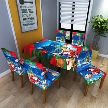 

Christmas Tablecloth/Chair Cover Digital Printing Christmas Table Decoration силиконовая скатерь noel decoration table 2021