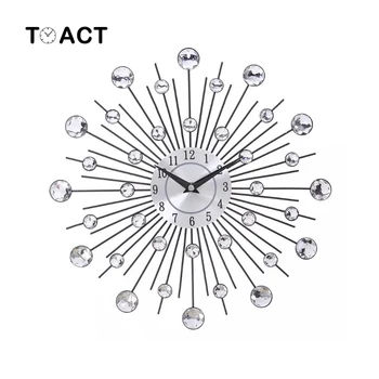

Vintage Metal Crystal Sunburst Wall Clock Large Morden Wall Clocks Design Home Art Decor 33cm Large Size