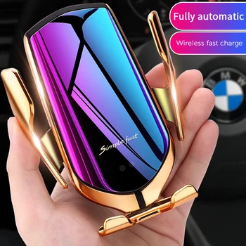新しい自動クランプ10ワット車のワイヤレス充電器iphone xs huawei社lg赤外線誘導チーワイヤレス充電器自動車電話ホルダー