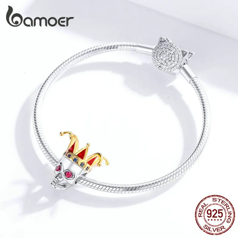 Billige Bamoer Original Design 925 Sterling Silber Joker Geist Perlen Charme fit Armband Armreif Halloween Festival Sammlung SCC1363