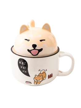 

With Cover Cute Dog Cat Claw Coffee Tea Mug Cherry Double-Layer Ceramic Juice Cup Transparent Pink Milk Mug Water Cup