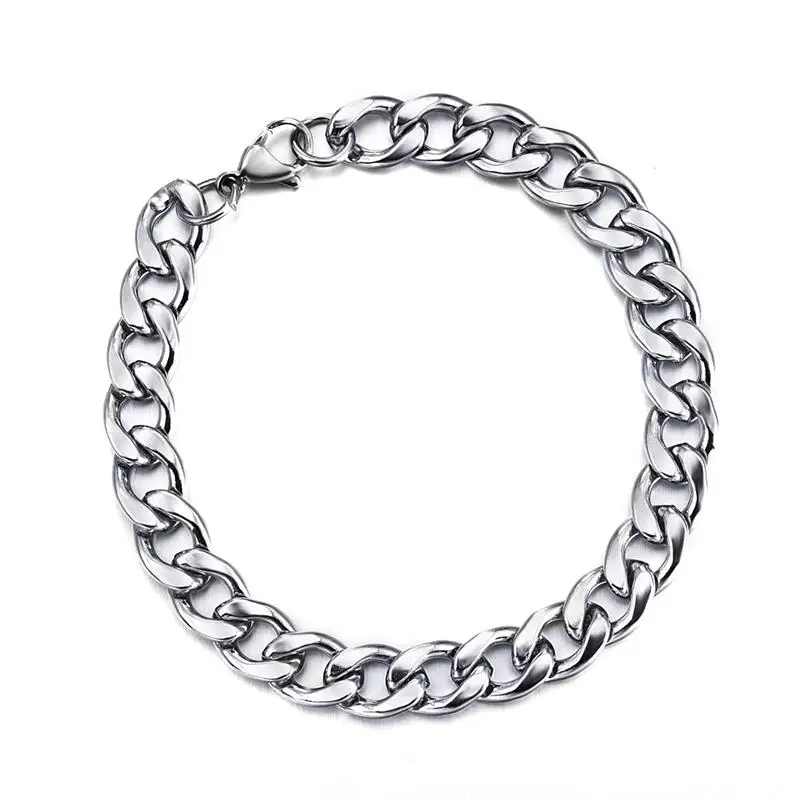 Jiayiqi 3-11 mm Men Chain Bracelet Stainless Steel Curb Cuban Link Chain Bangle for Male Women Hiphop Trendy Wrist Jewelry Gift