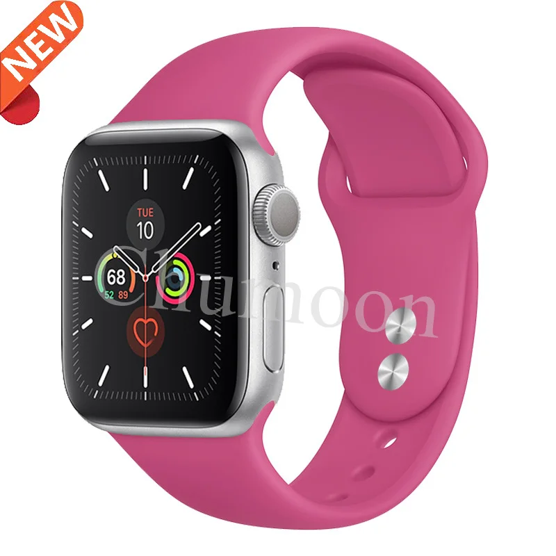 Спортивный ремешок для apple watch 38 мм 42 мм correa iwatch 4 ремешок 44 мм 40 мм силиконовый резиновый ремешок для часов Браслет apple watch 5 4 3 2 - Цвет ремешка: dragon fruit
