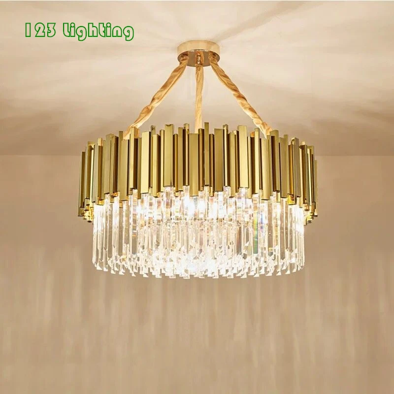 Круглые Хрустальные светодиодные подвесные светильники Modrn для гостиной