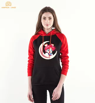

Sailor Moon Spring Autumn Anime Hoodies 2020 Harajuku Sweatshirts Women's Raglan Hoodie Warm Fleece Tracksuit