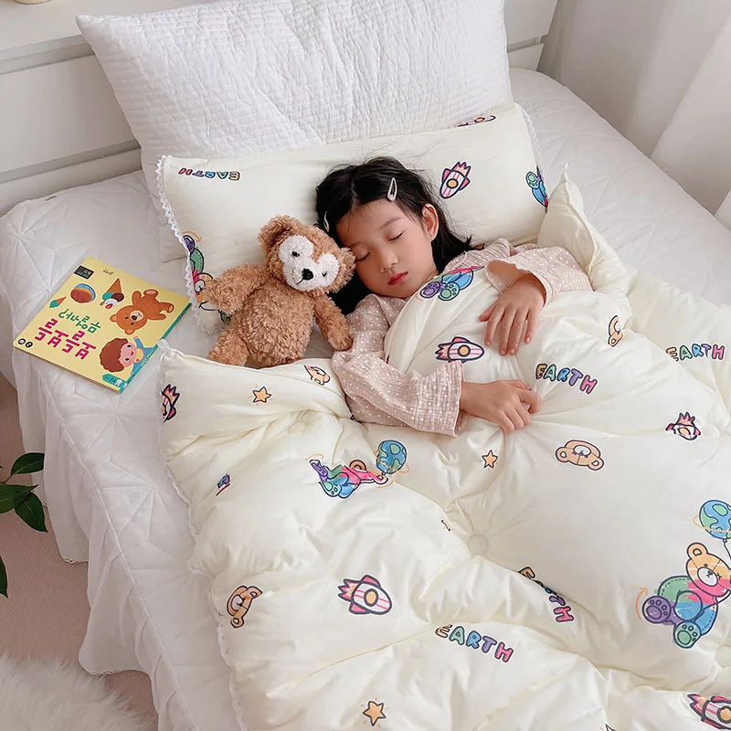 Baby Bed Cot Quilt 120*150cm Summer Toddler Bedding Cute Comfy Warm Blanket Kindergarten Children Boys Girl Cotton Skin-friendly