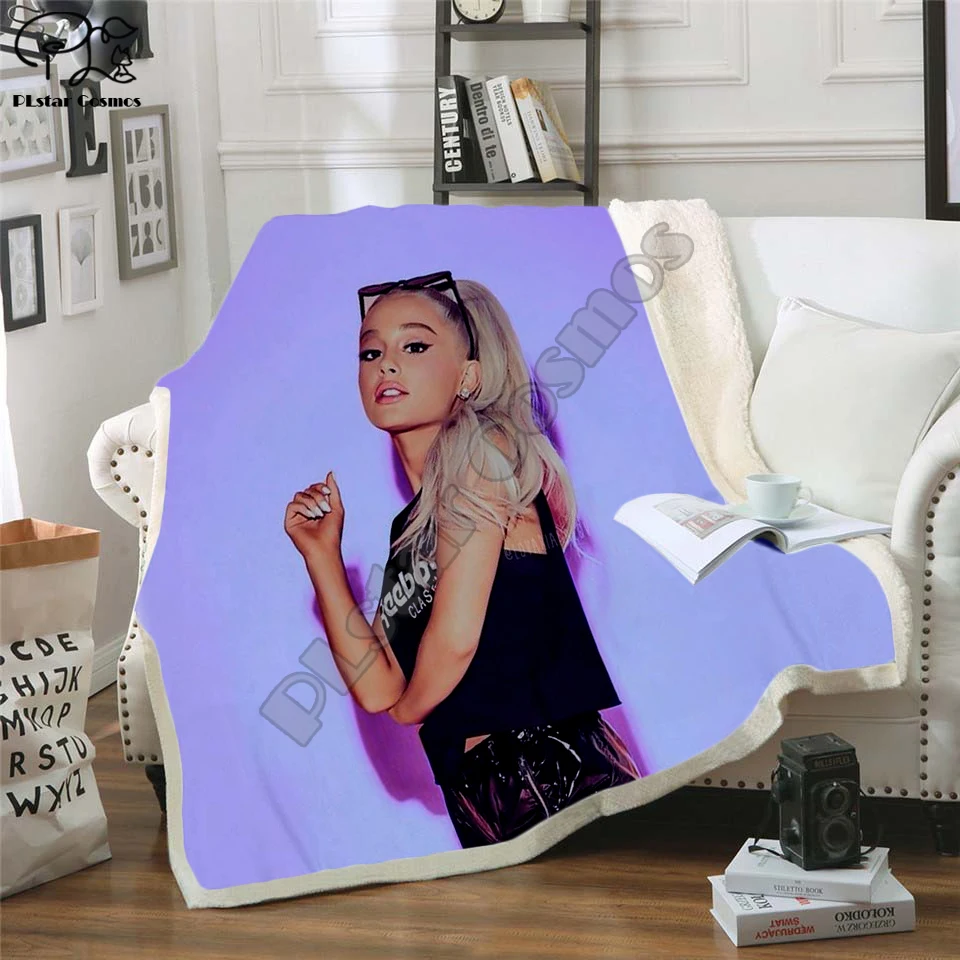 Celebrity Ariana Grand Design Blanket Plush 3d Printed for Adults Sofa Sherpa Fleece Bedspread Wrap Throw Blanket Microfiber-4