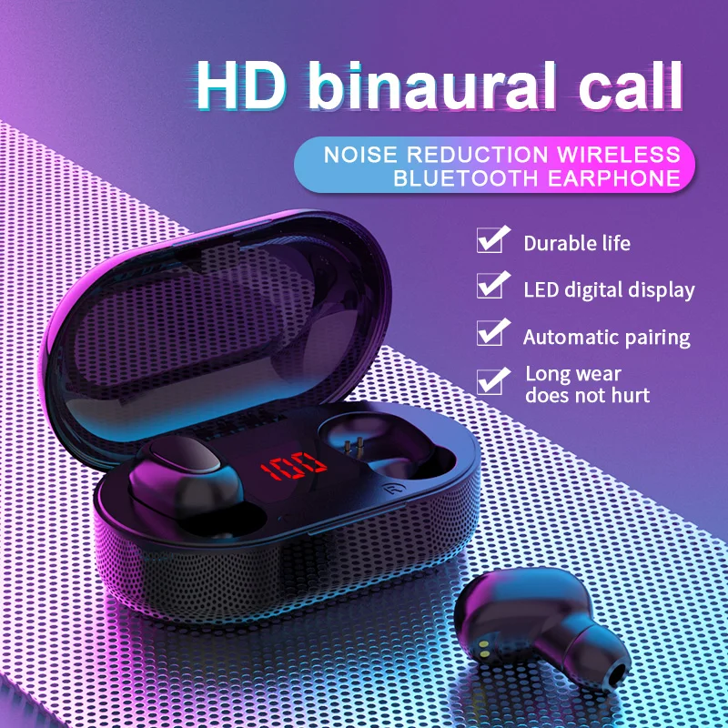 TWS Bluetooth Earphone With Microphone Wireless Bluetooth Earbuds Earphones Waterproof Noise Cancelling Headsets