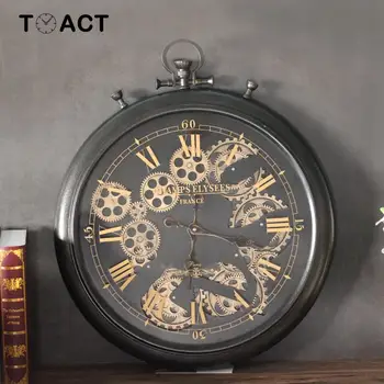 

Industrial Gear Wall Clock Decorative Retro Wall Clock Industrial Age Style Room Decoration European Retro Metal Wall Watch Art