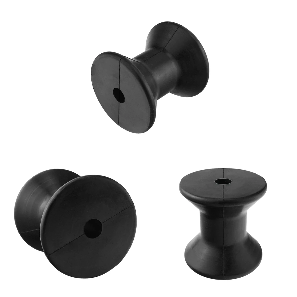 3 Pcs. Universal Rubber Keel Roller Bow Reel For Boat Yacht Marine, Outer Φ75mm, Inner Φ14mm, Length 76mm