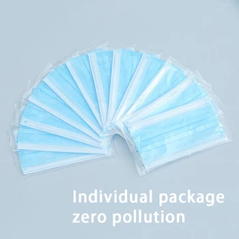 

50/100 Pcs Kids Mask Disposable Non Woven Meltblown Mouth Mask 3 Layer Ply Breathable Individual Pack Blue Purple Pink White