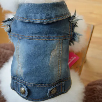 

Cute Autumn Winter Casual Pet Gift Denim Safe Button Dog Vest Puppy Soft Costumes Protective Unisex
