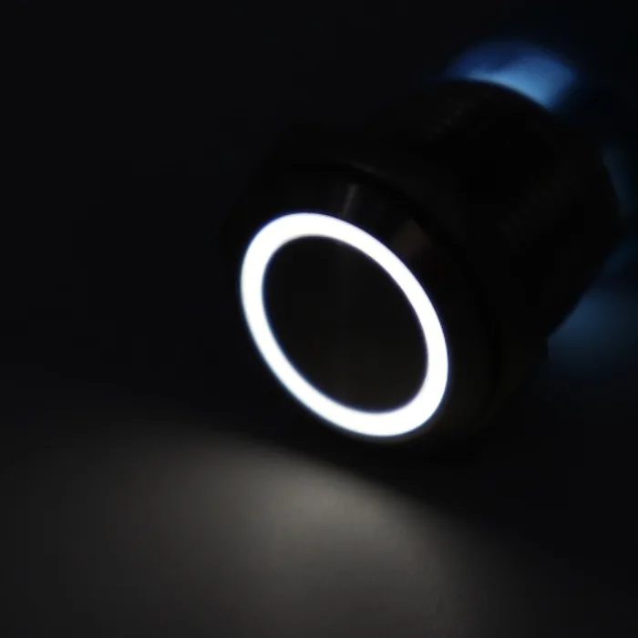 16 мм металлический латунный кнопочный переключатель освещение кольцо мгновенный 1NO автомобильный пресс-Кнопка контактный терминал светильник led - Цвет: W1
