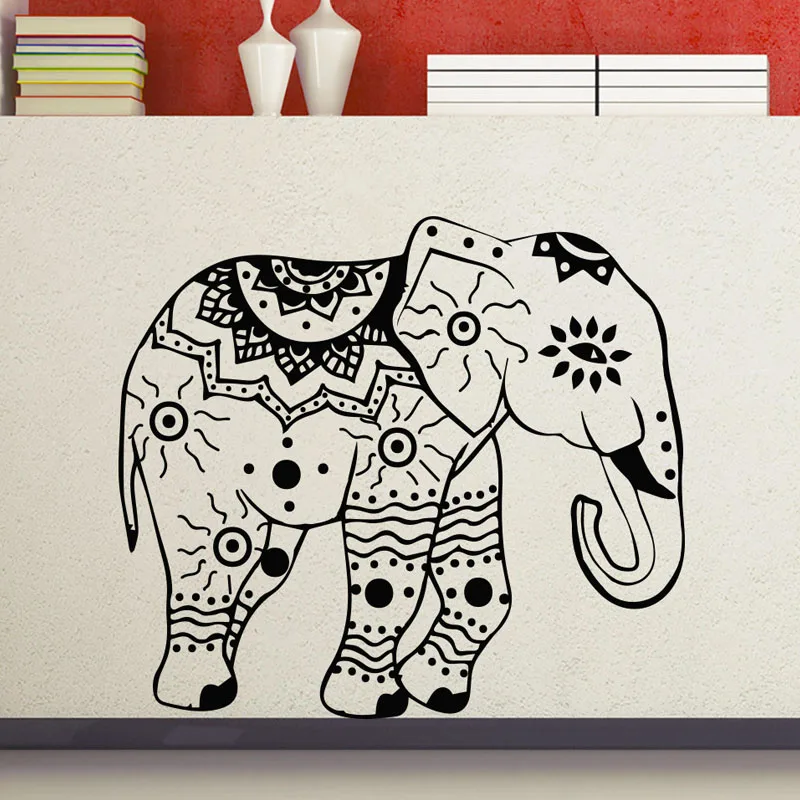 Wjwy Indian Elephants Wall Decals Removable Self Adhesive Vinyl Wall